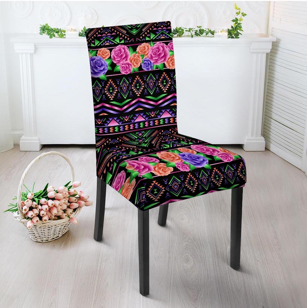 Multicolor Roses Ethnic Tribal Aztec Chair Cover-grizzshop