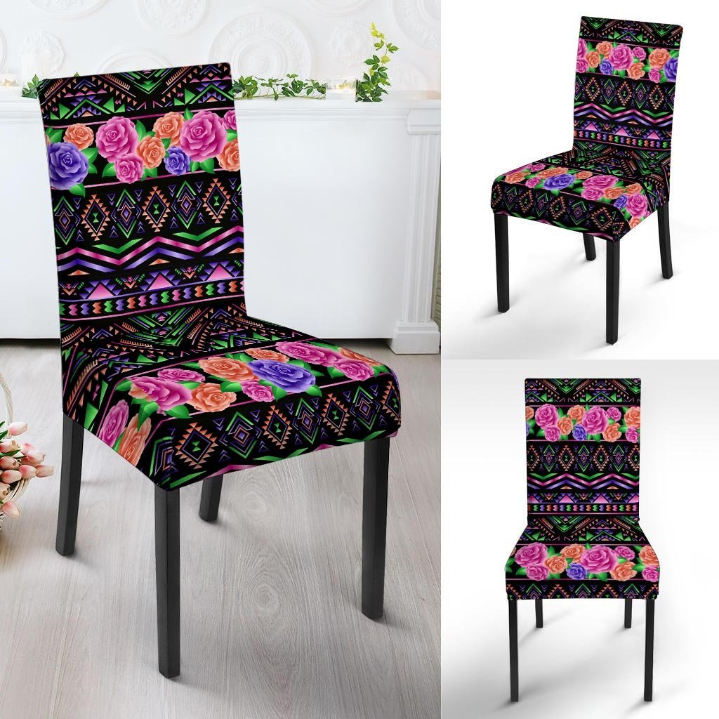 Multicolor Roses Ethnic Tribal Aztec Chair Cover-grizzshop