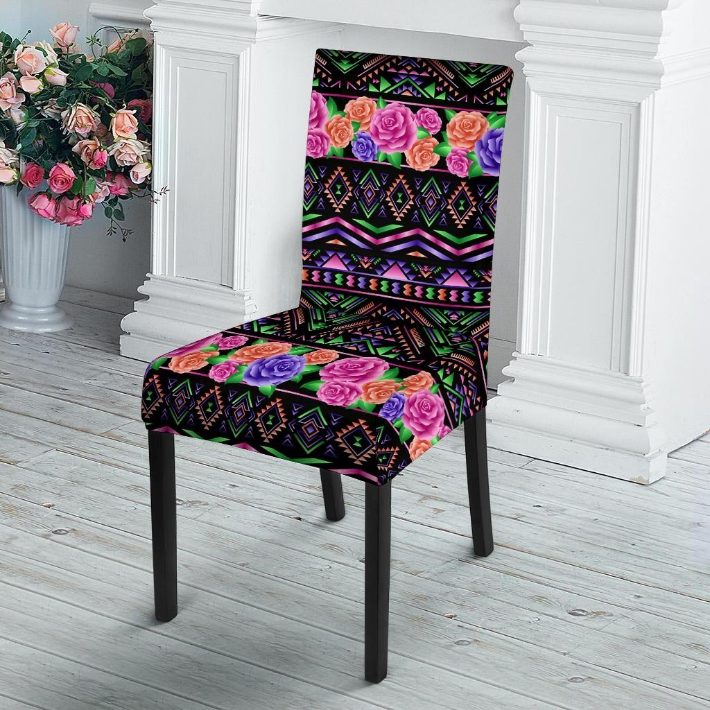 Multicolor Roses Ethnic Tribal Aztec Chair Cover-grizzshop