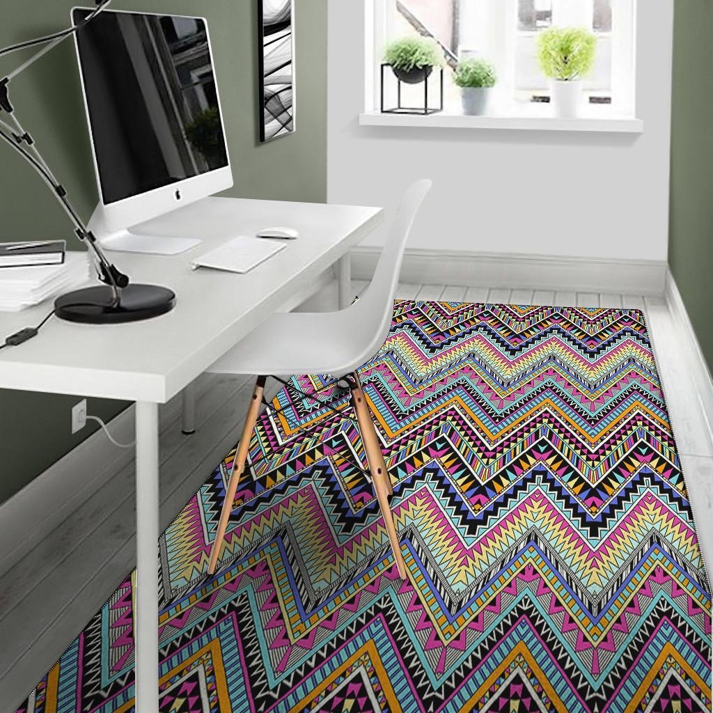 Multicolor Zigzag Indian Aztec Floor Mat-grizzshop