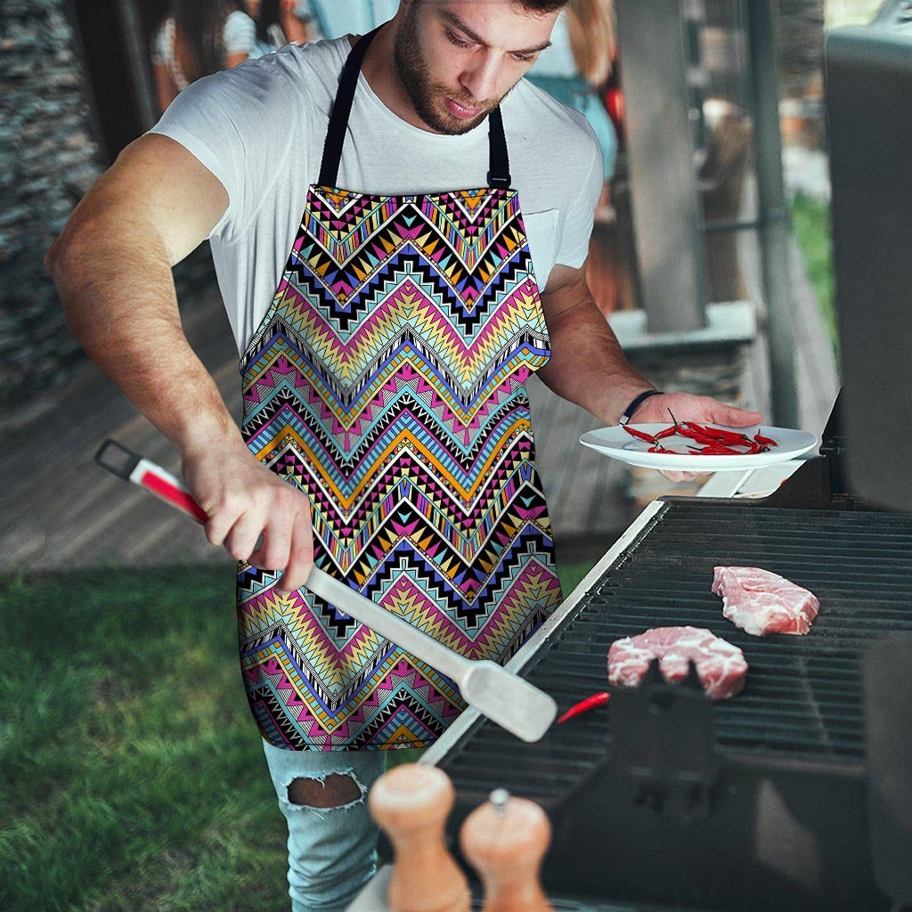 Multicolor Zigzag Indian Aztec Men's Apron-grizzshop