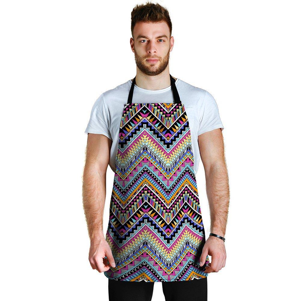 Multicolor Zigzag Indian Aztec Men's Apron-grizzshop
