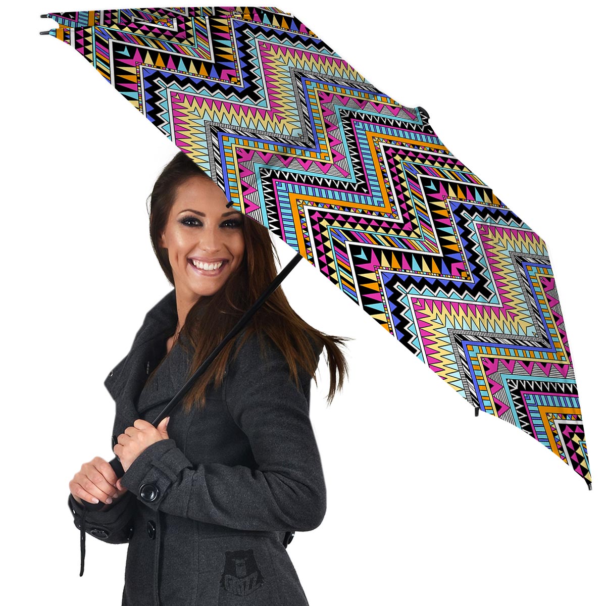 Multicolor Zigzag Indian Aztec Umbrella-grizzshop