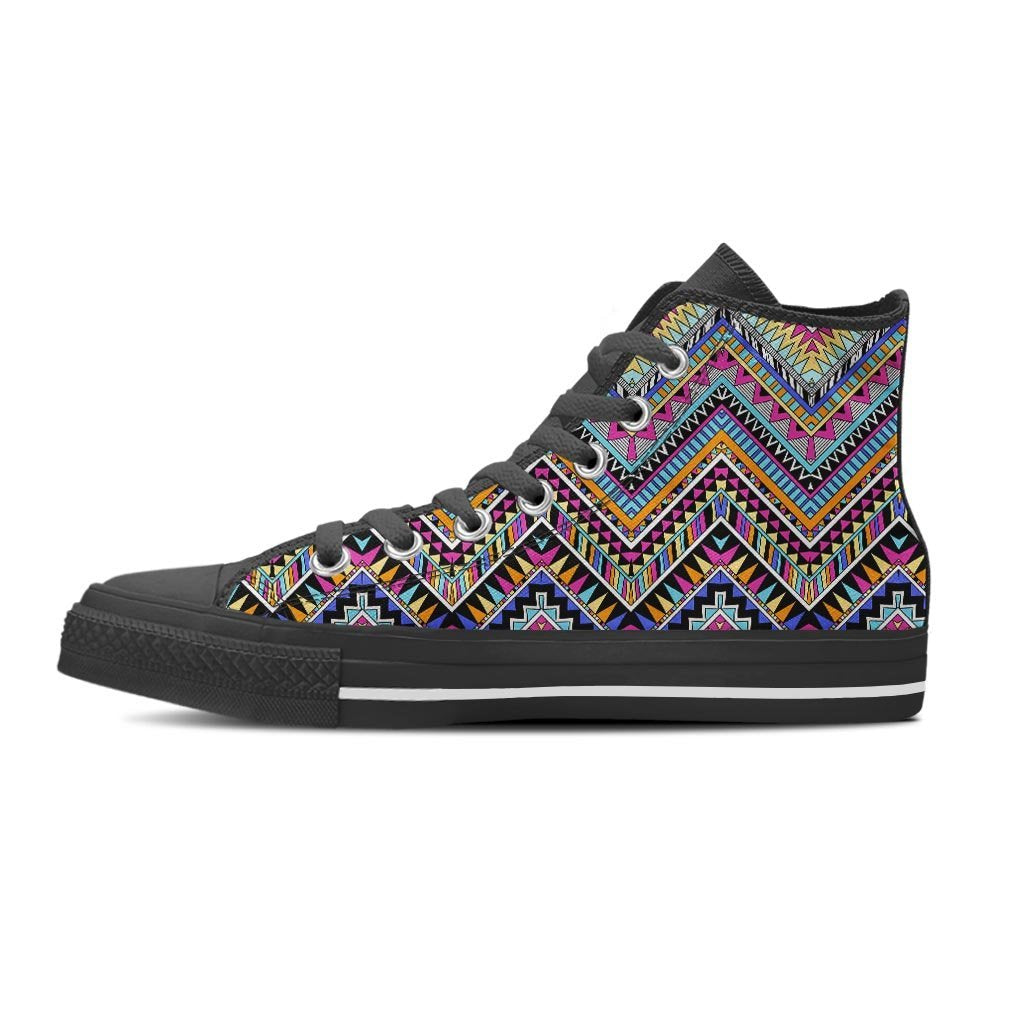 Multicolor Zigzag Indian Aztec Women's High Top Shoes-grizzshop