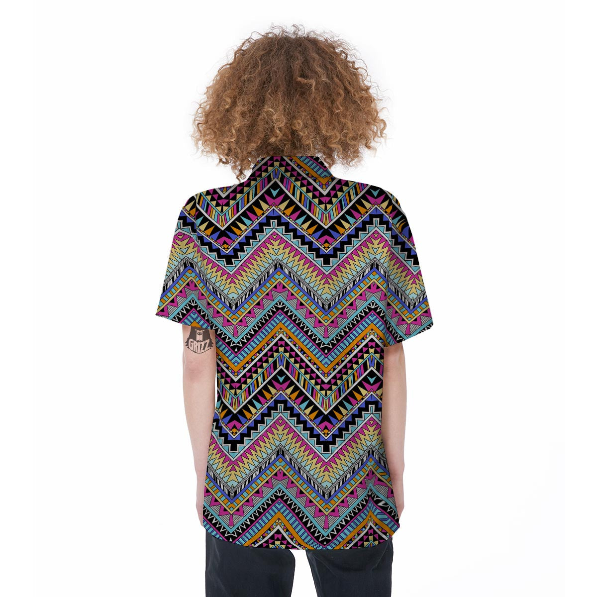 Multicolor Zigzag Indian Aztec Women's Short Sleeve Shirts-grizzshop