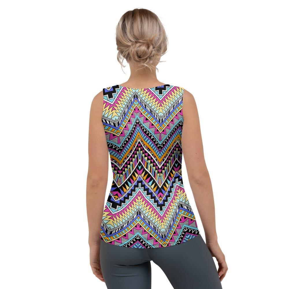 Multicolor Zigzag Indian Aztec Women's Tank Top-grizzshop