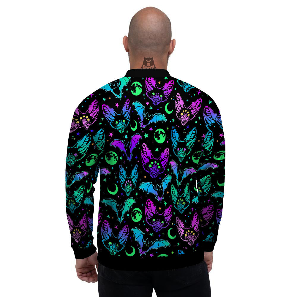 Multicolored Bats Print Pattern Men's Bomber Jacket-grizzshop