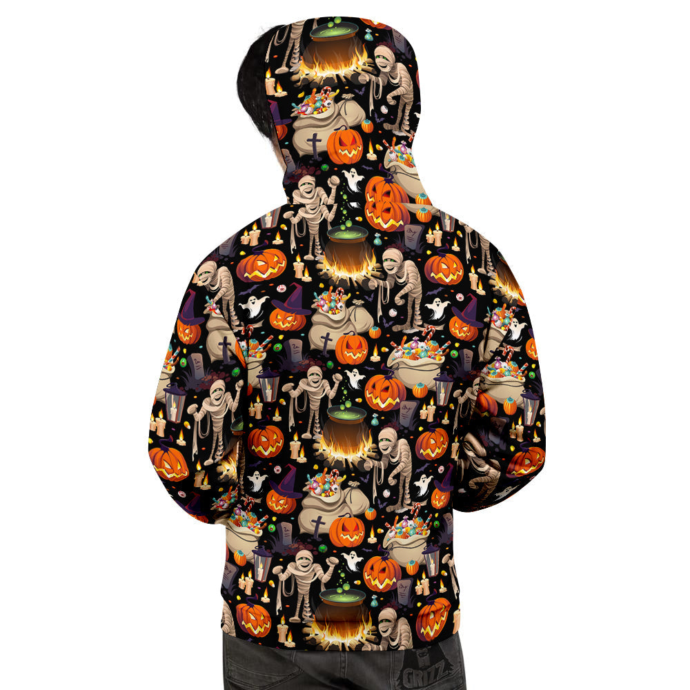 Mummy And Pumpkins Halloween Print Pattern Men's Hoodie-grizzshop