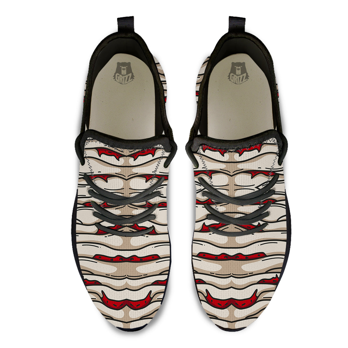 Mummy Bandage Print Pattern Black Athletic Shoes-grizzshop