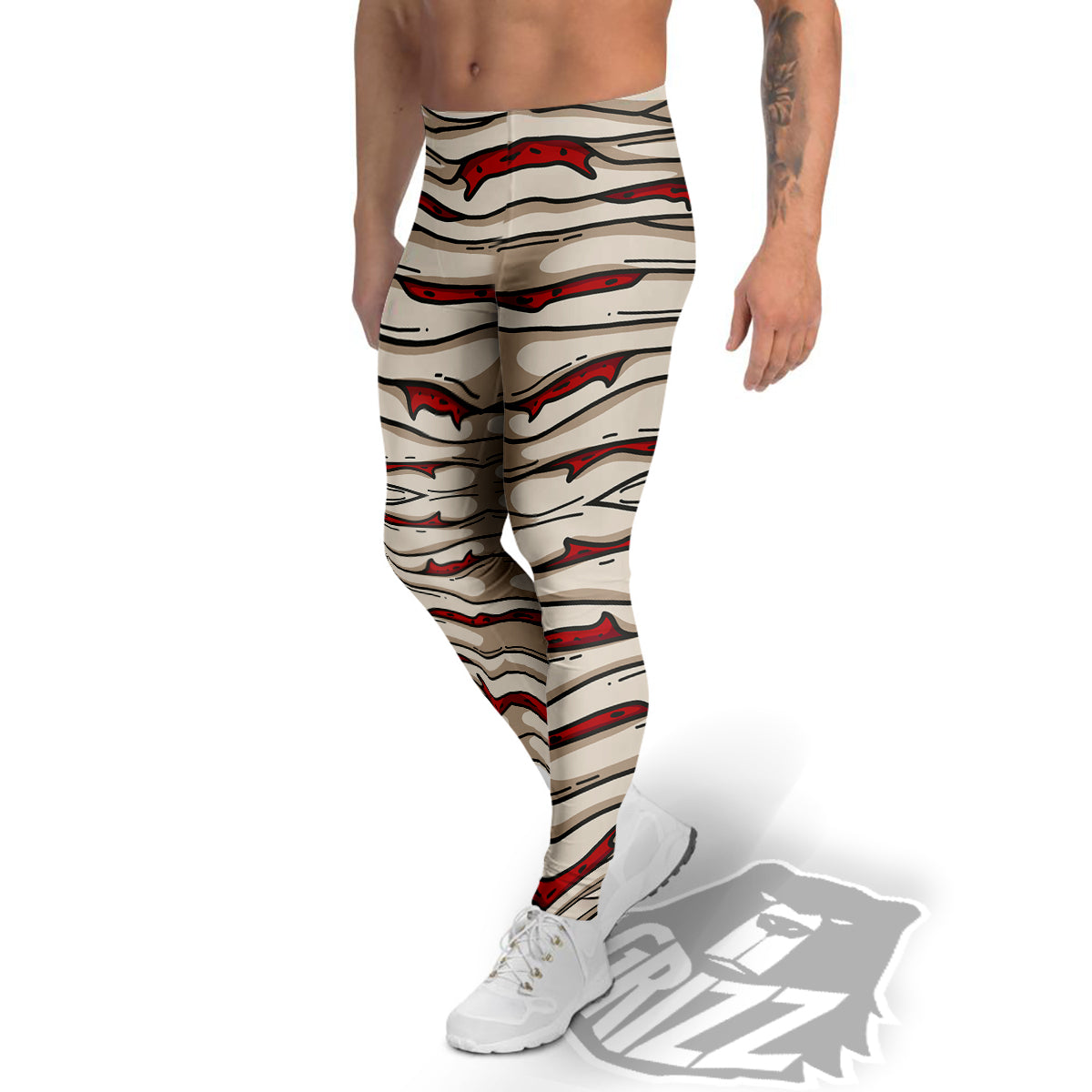 Mummy Bandage Print Pattern Men's Leggings-grizzshop