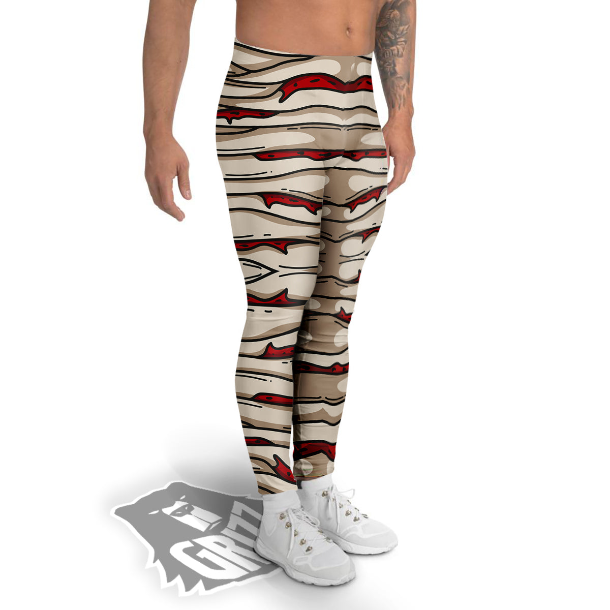 Mummy Bandage Print Pattern Men's Leggings-grizzshop