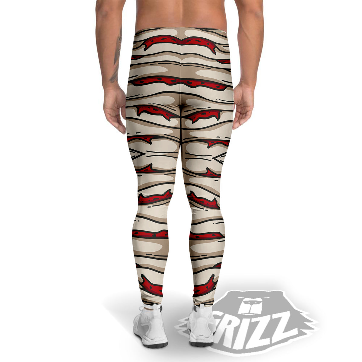 Mummy Bandage Print Pattern Men's Leggings-grizzshop