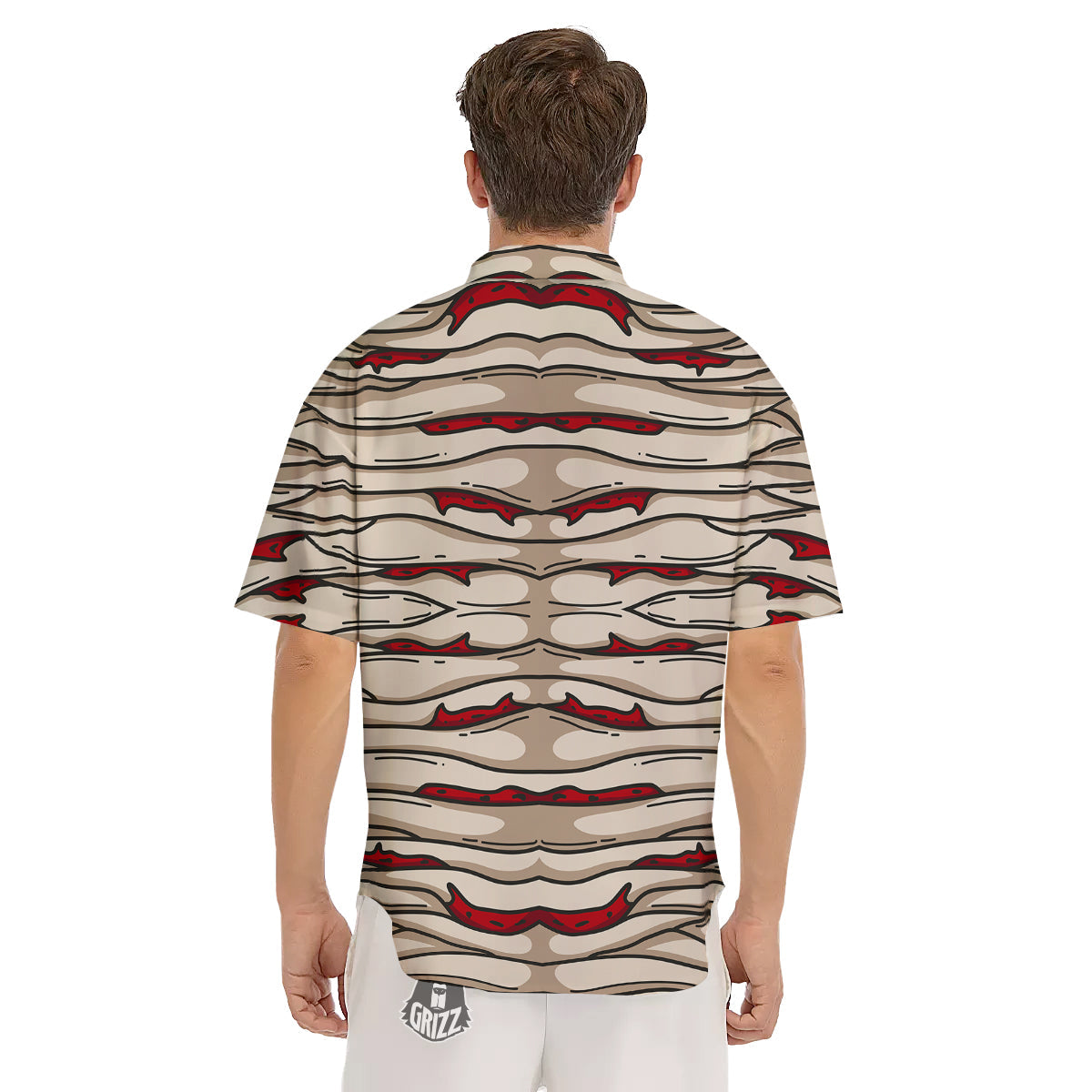 Mummy Bandage Print Pattern Men's Short Sleeve Shirts-grizzshop