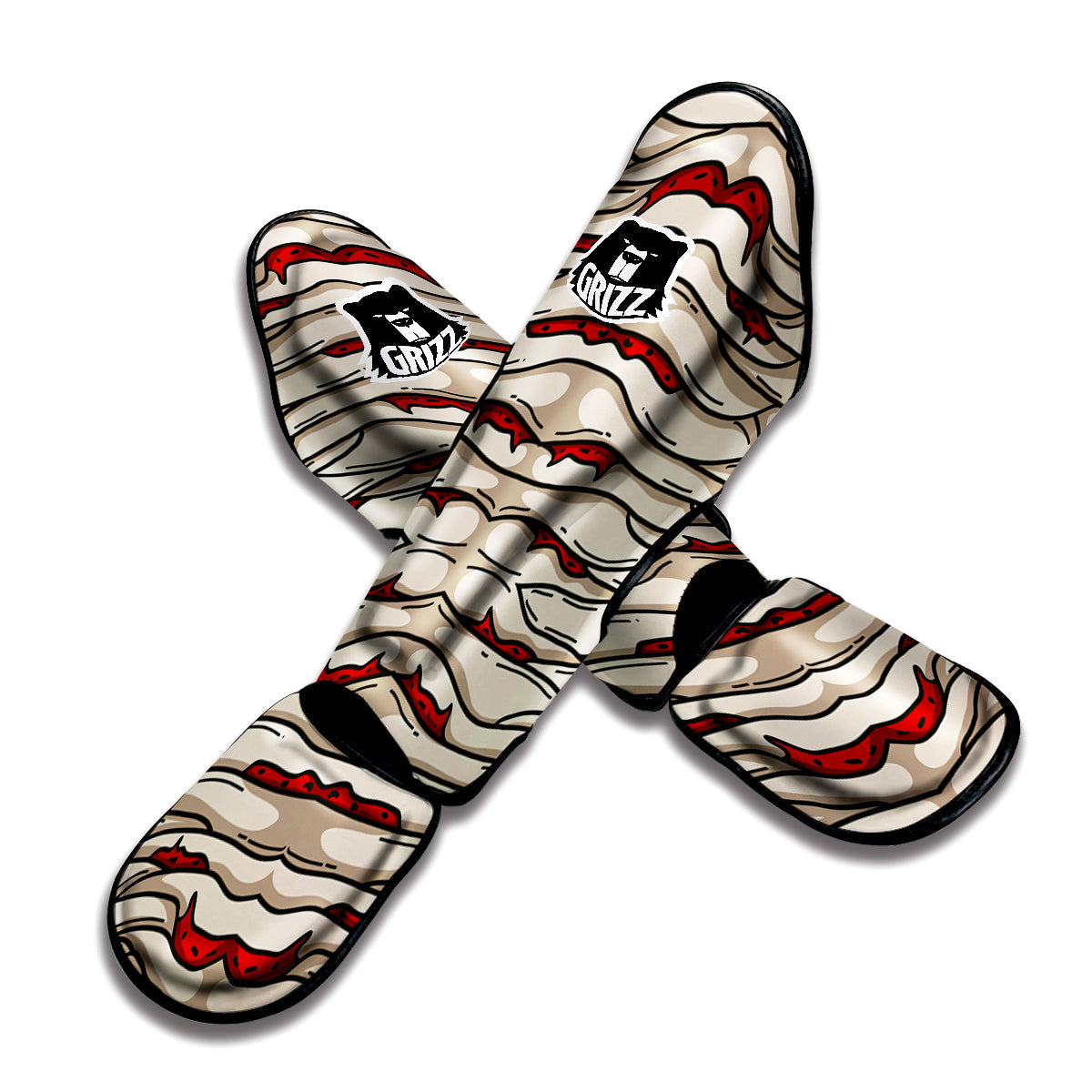 Mummy Bandage Print Pattern Muay Thai Shin Guards-grizzshop