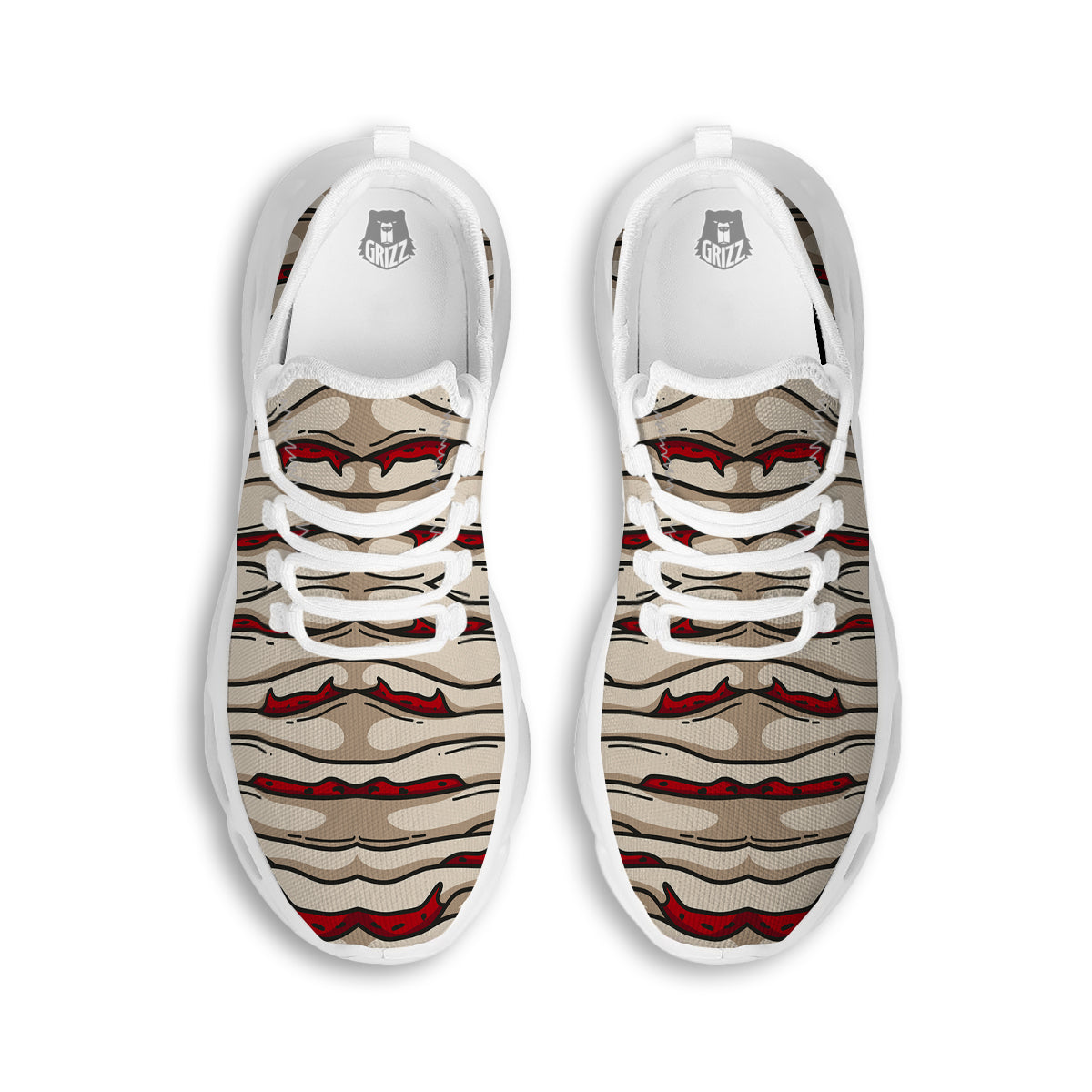 Mummy Bandage Print Pattern White Running Shoes-grizzshop