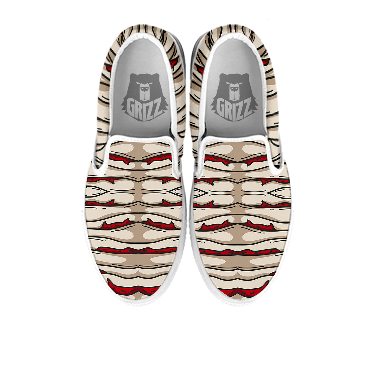 Mummy Bandage Print Pattern White Slip On Shoes-grizzshop