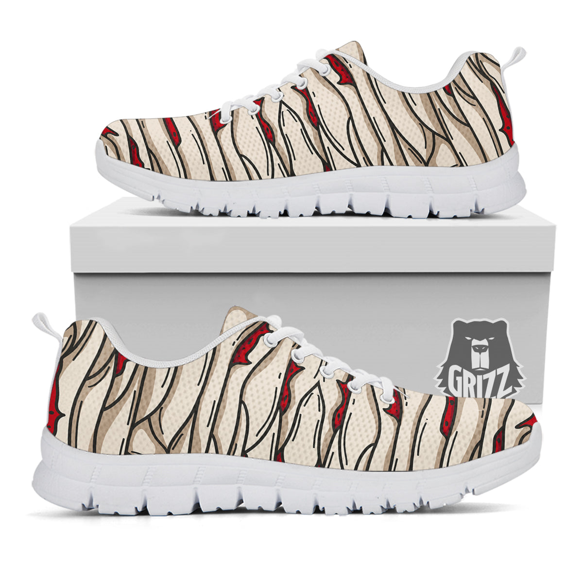 Mummy Bandage Print Pattern White Sneaker-grizzshop