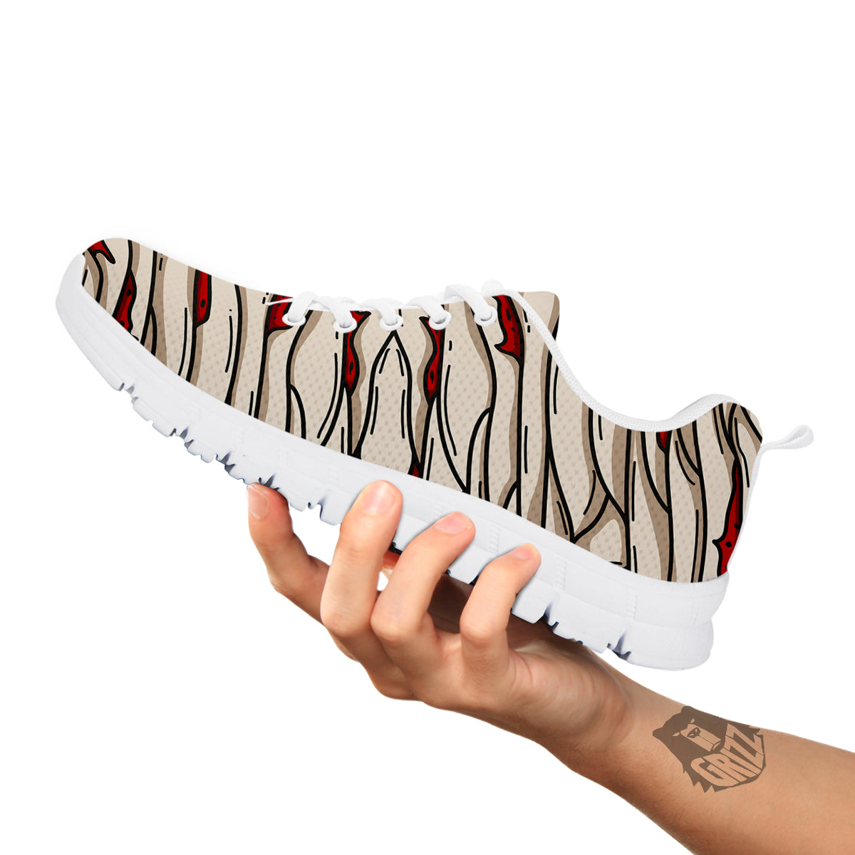 Mummy Bandage Print Pattern White Sneaker-grizzshop