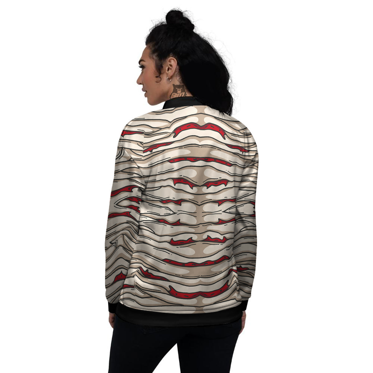 Mummy Bandage Print Pattern Women's Bomber Jacket-grizzshop