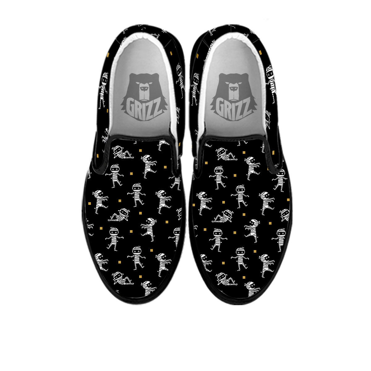 Mummy Cartoon Print Pattern Black Slip On Shoes-grizzshop