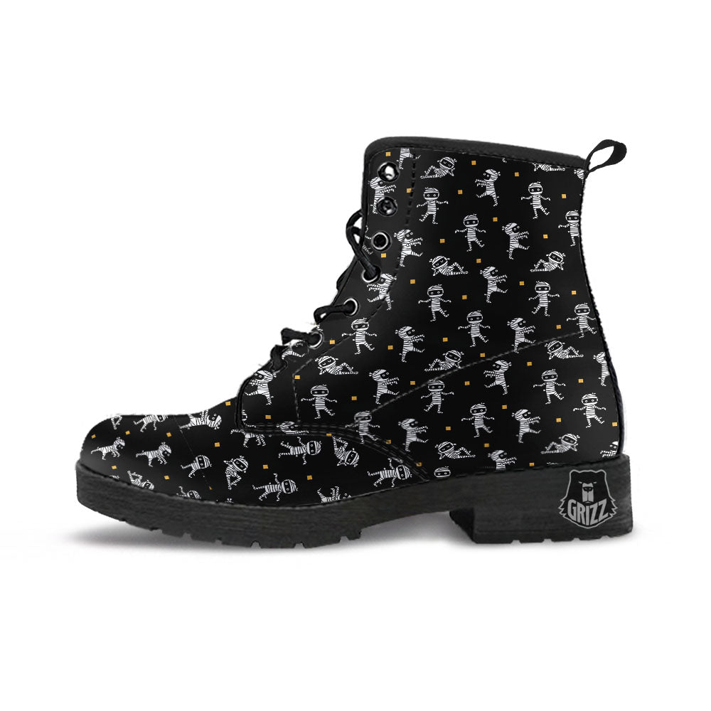 Mummy Cartoon Print Pattern Leather Boots-grizzshop