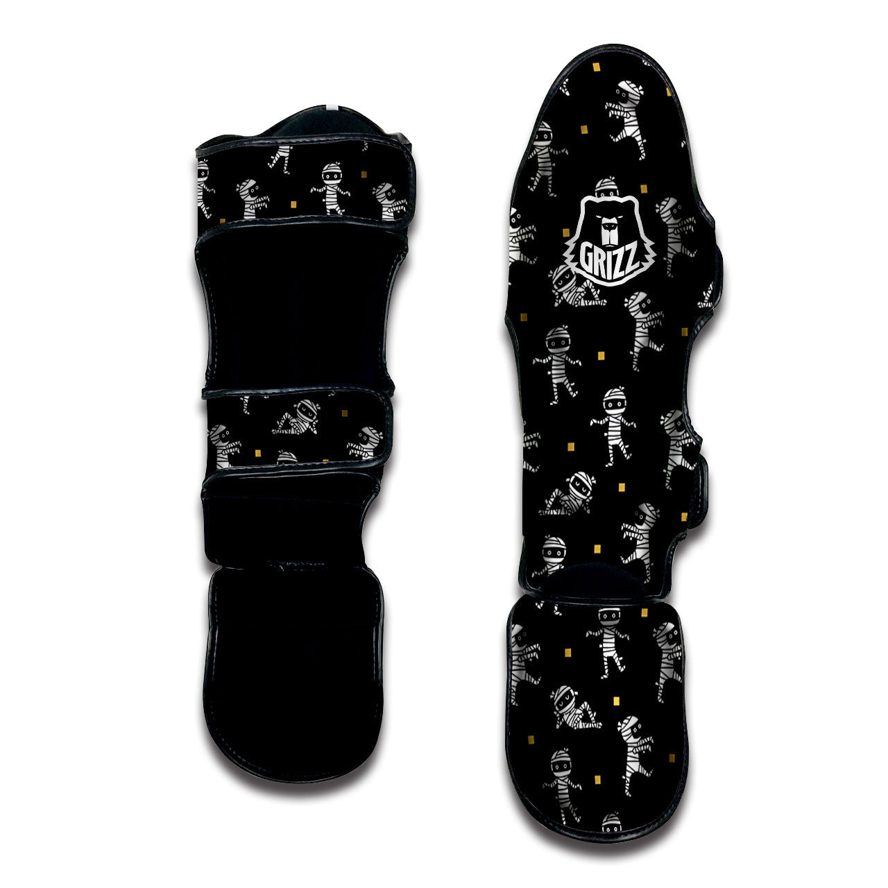 Mummy Cartoon Print Pattern Muay Thai Shin Guards-grizzshop