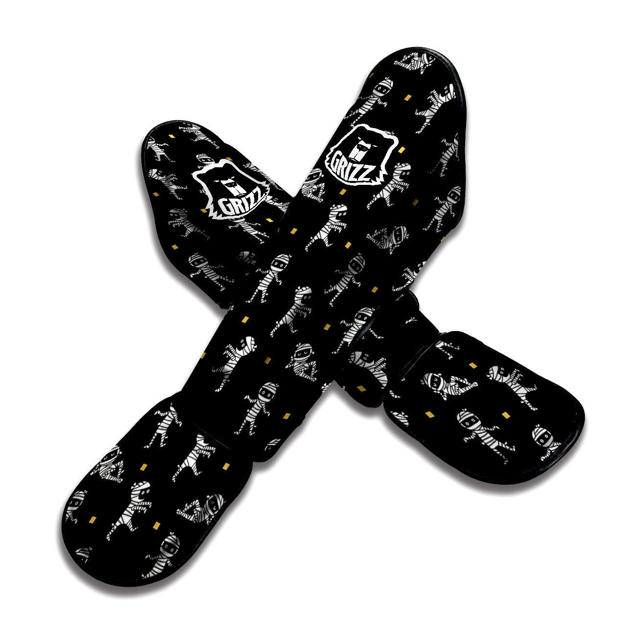Mummy Cartoon Print Pattern Muay Thai Shin Guards-grizzshop
