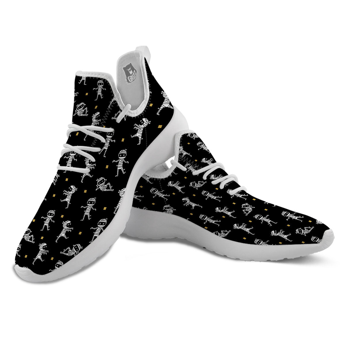 Mummy Cartoon Print Pattern White Athletic Shoes-grizzshop