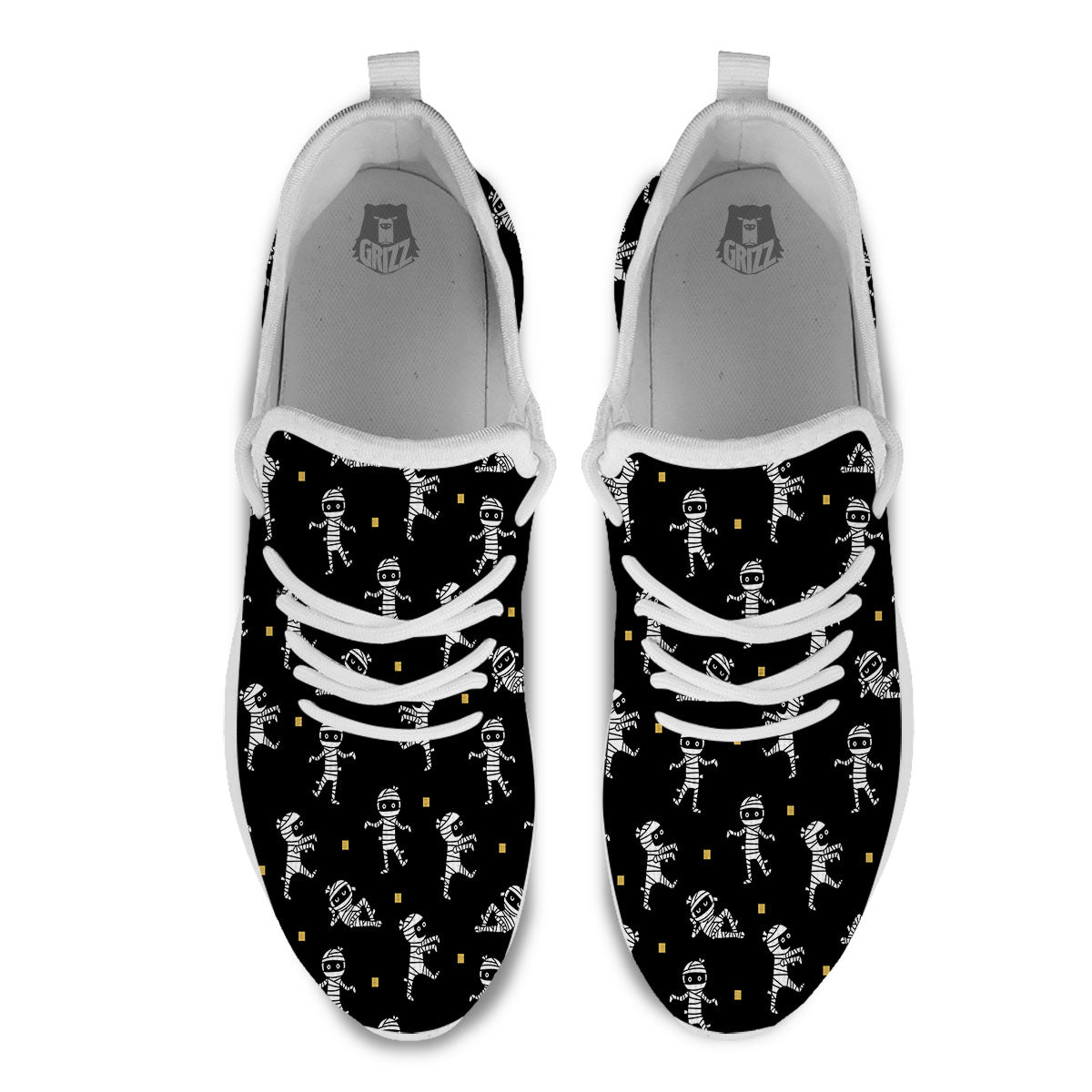 Mummy Cartoon Print Pattern White Athletic Shoes-grizzshop