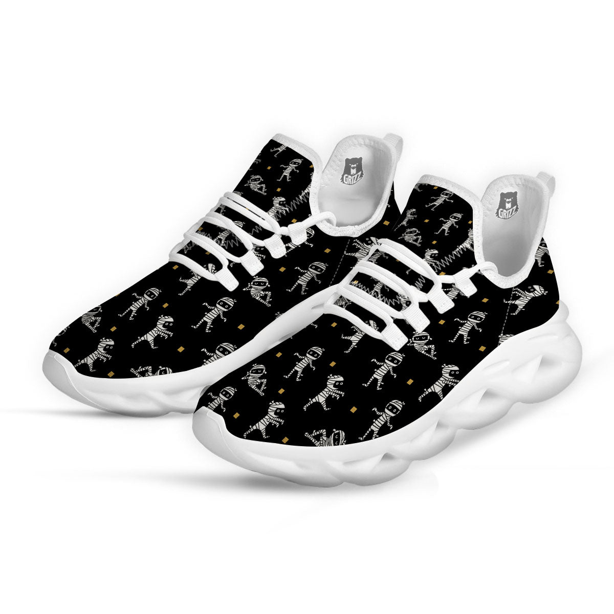 Mummy Cartoon Print Pattern White Running Shoes-grizzshop