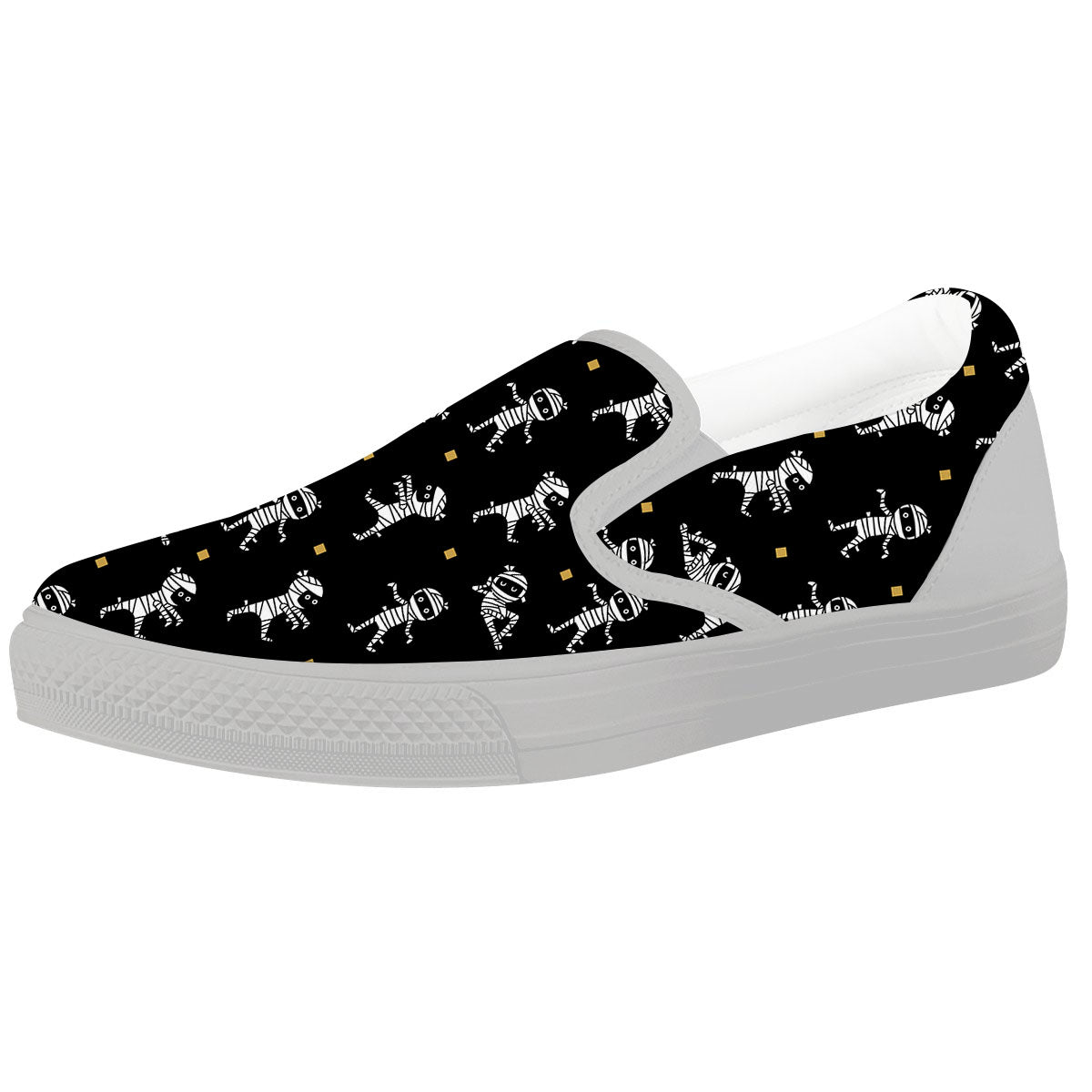 Mummy Cartoon Print Pattern White Slip On Shoes-grizzshop