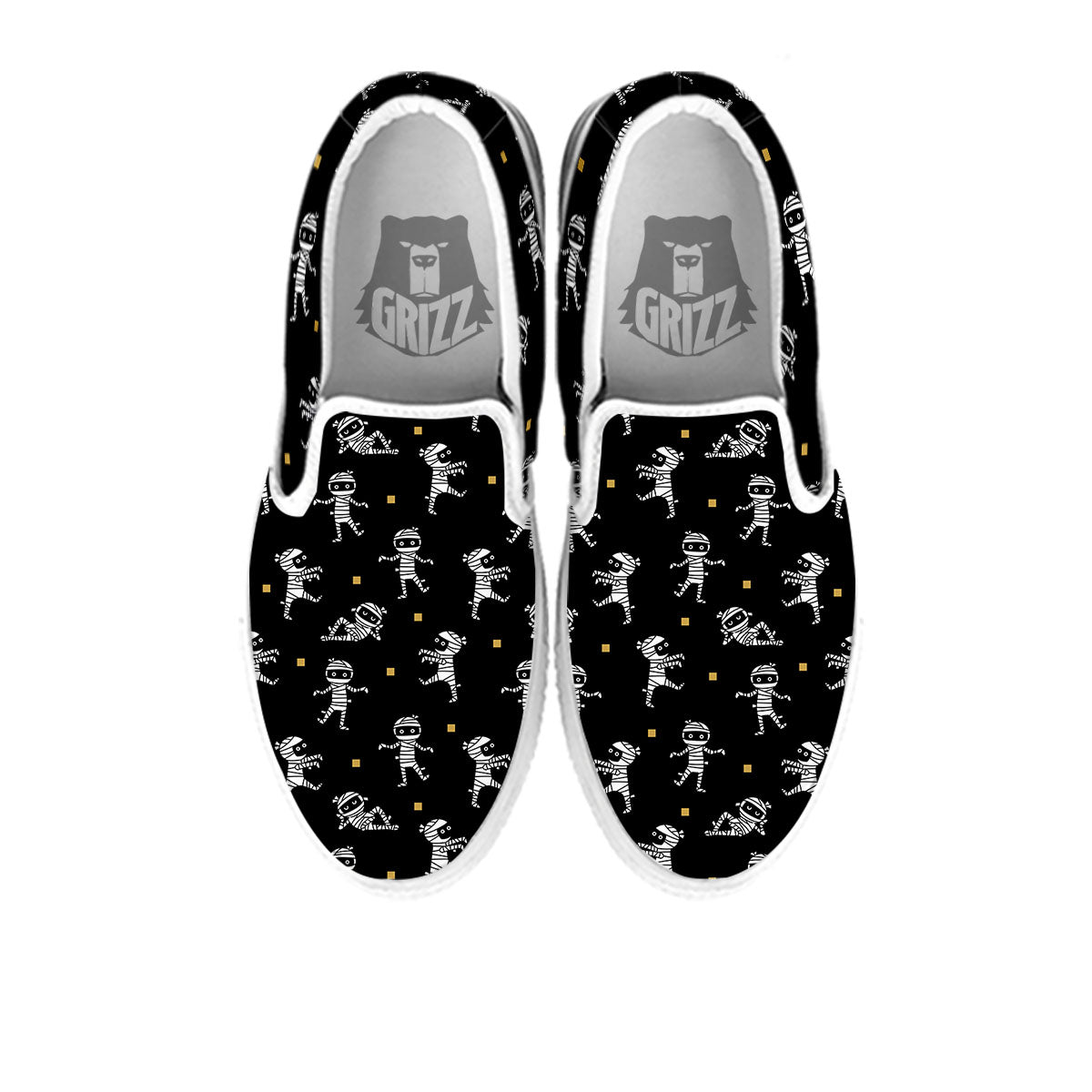 Mummy Cartoon Print Pattern White Slip On Shoes-grizzshop