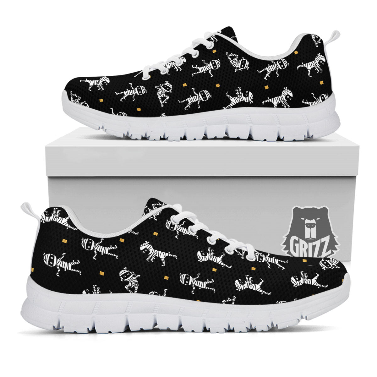 Mummy Cartoon Print Pattern White Sneaker-grizzshop