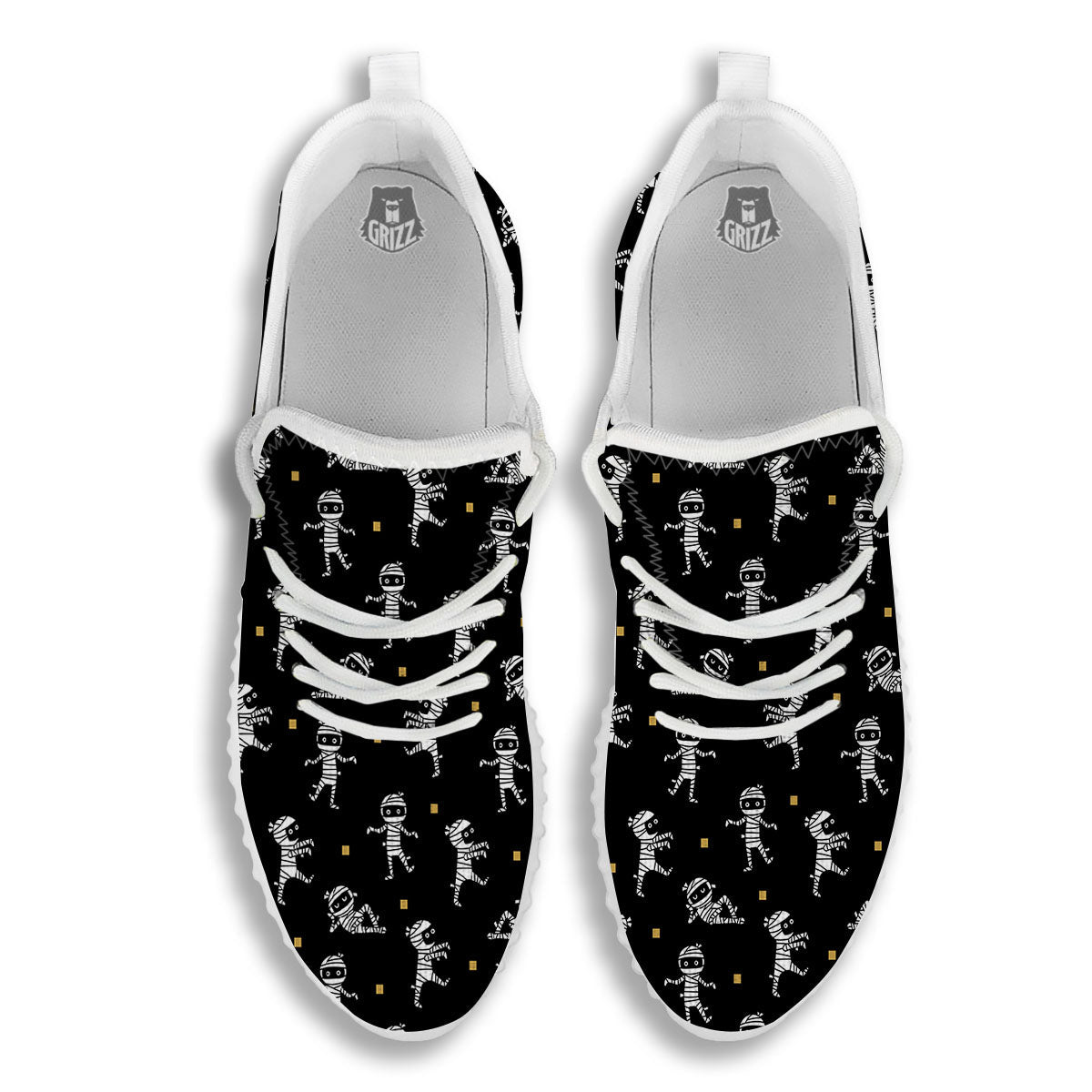Mummy Cartoon Print Pattern White Walking Shoes-grizzshop
