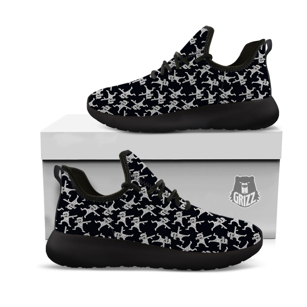 Mummy Cute Print Pattern Black Athletic Shoes-grizzshop