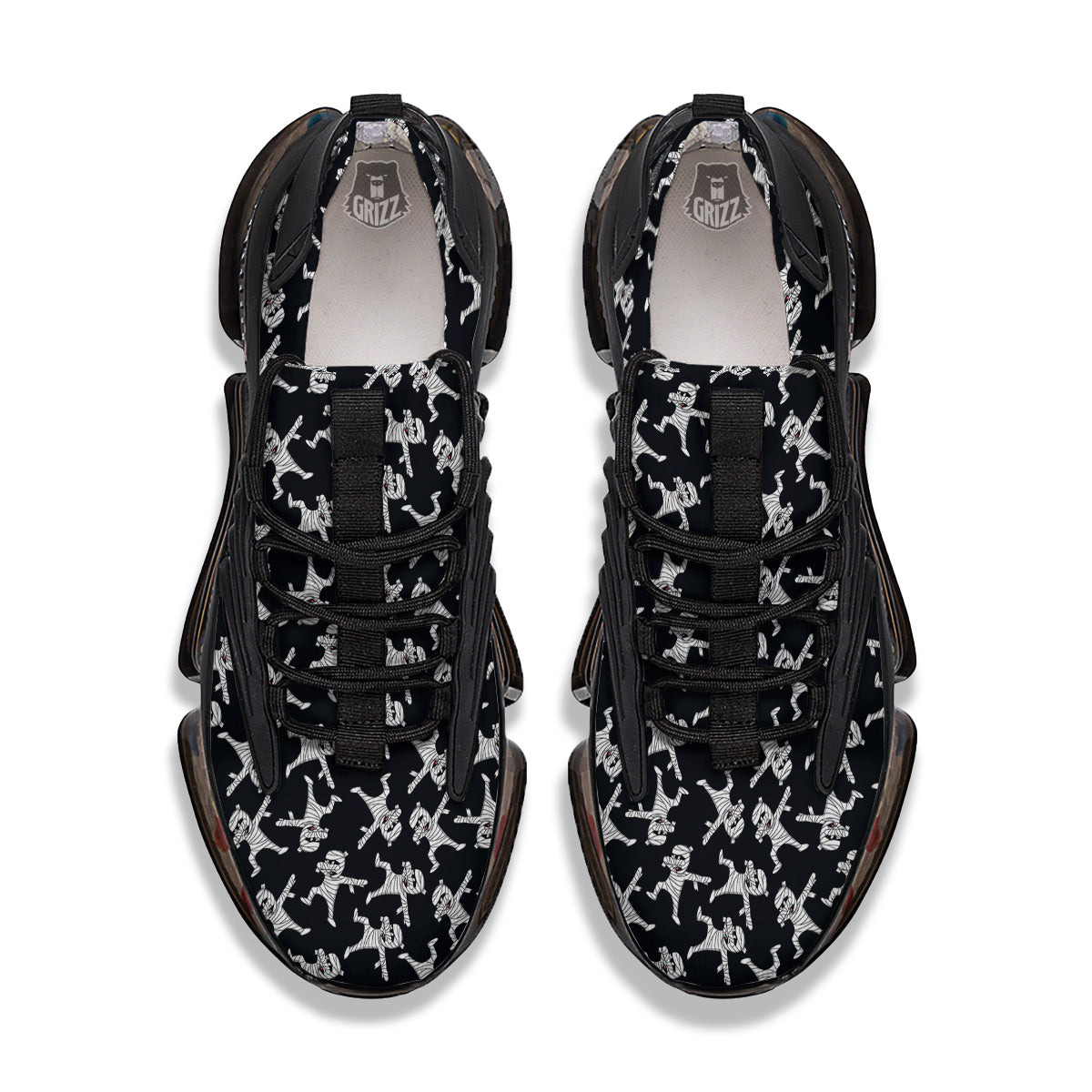 Mummy Cute Print Pattern Black Gym Shoes-grizzshop
