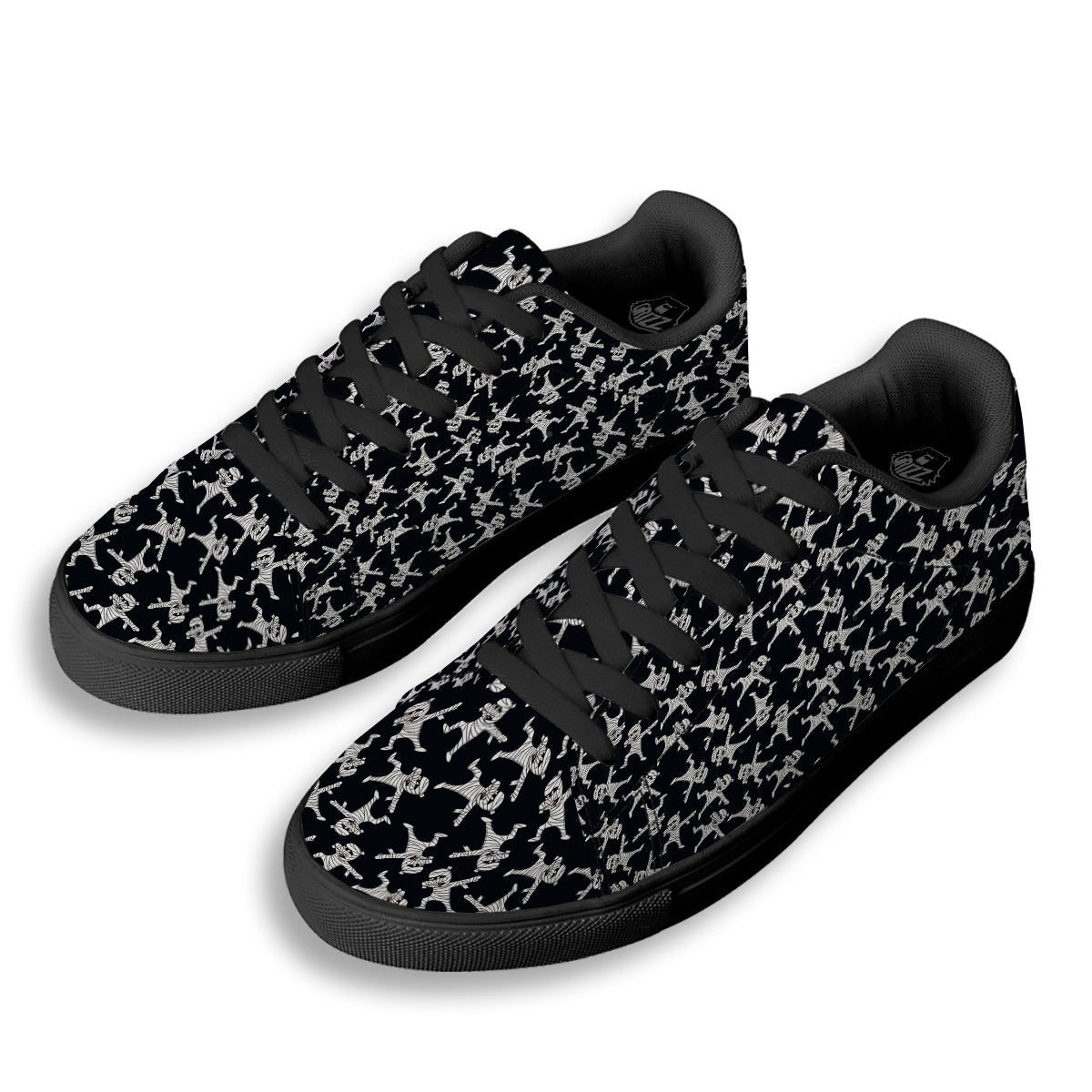 Mummy Cute Print Pattern Black Low Top Sneakers-grizzshop