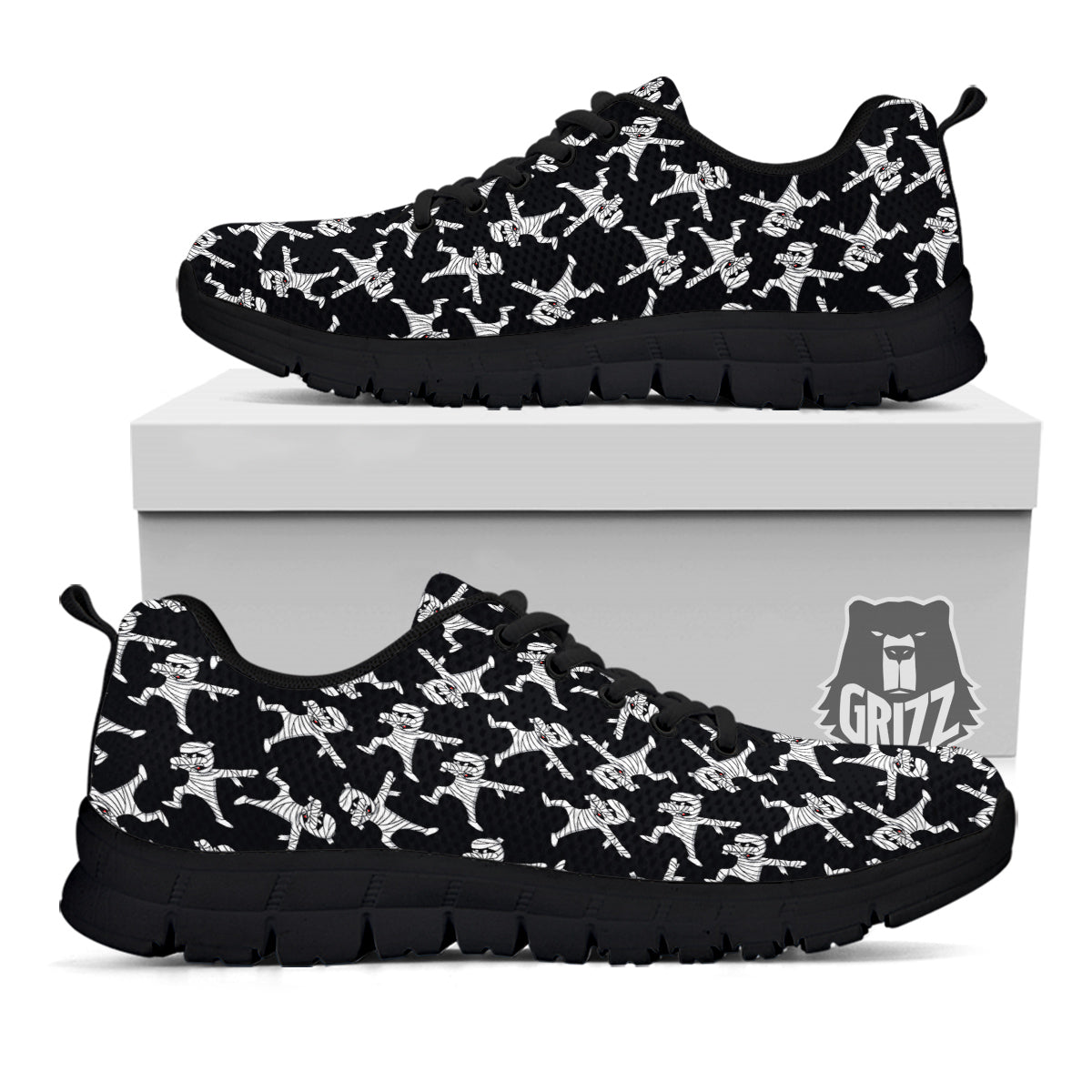 Mummy Cute Print Pattern Black Sneaker-grizzshop