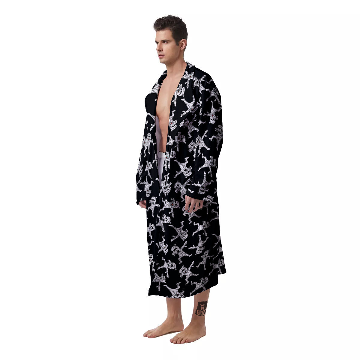 Mummy Cute Print Pattern Men's Robe-grizzshop