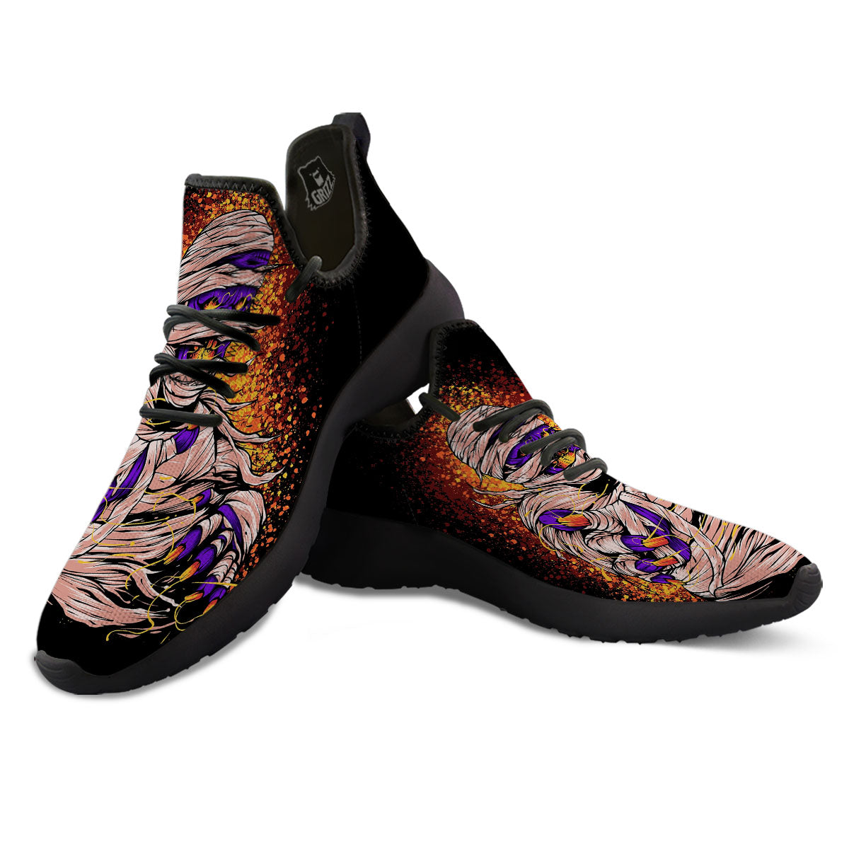 Mummy Halloween Print Black Athletic Shoes-grizzshop