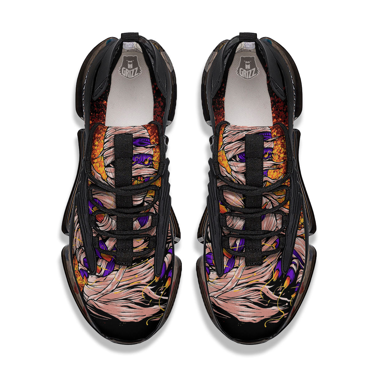 Mummy Halloween Print Black Gym Shoes-grizzshop