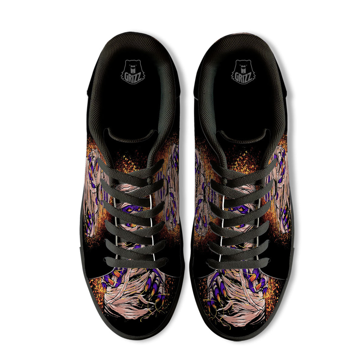 Mummy Halloween Print Black Low Top Sneakers-grizzshop