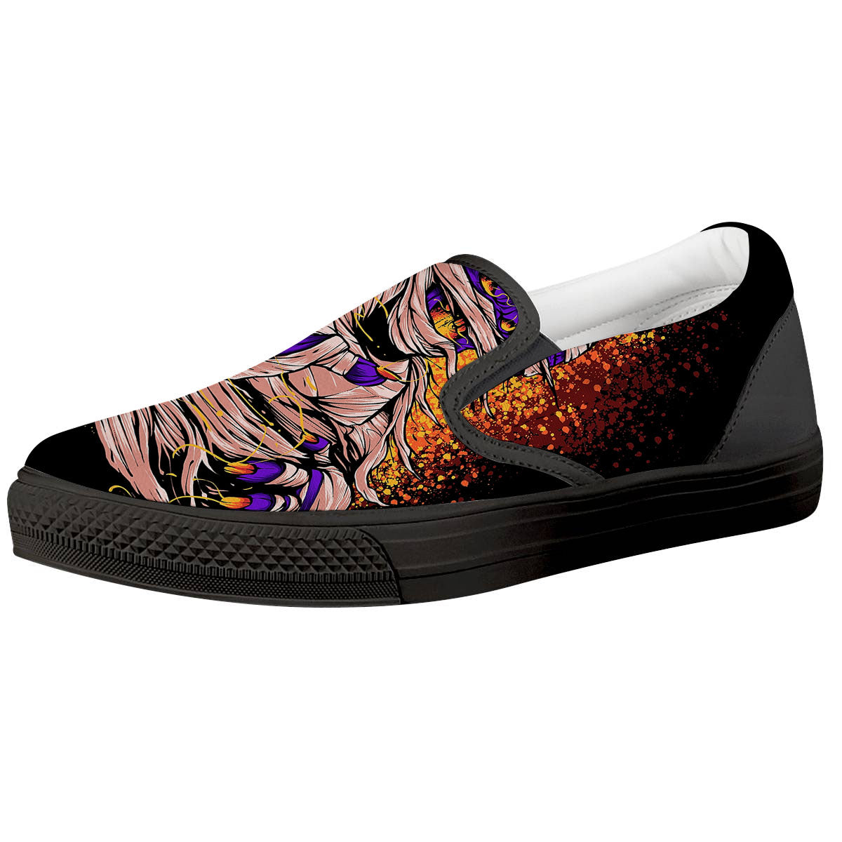Mummy Halloween Print Black Slip On Shoes-grizzshop