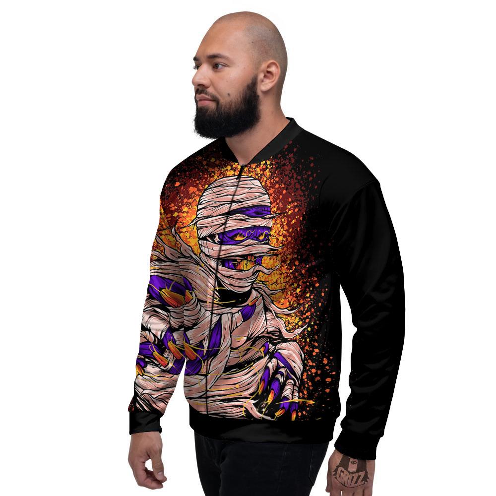 Mummy Halloween Print Men's Bomber Jacket-grizzshop