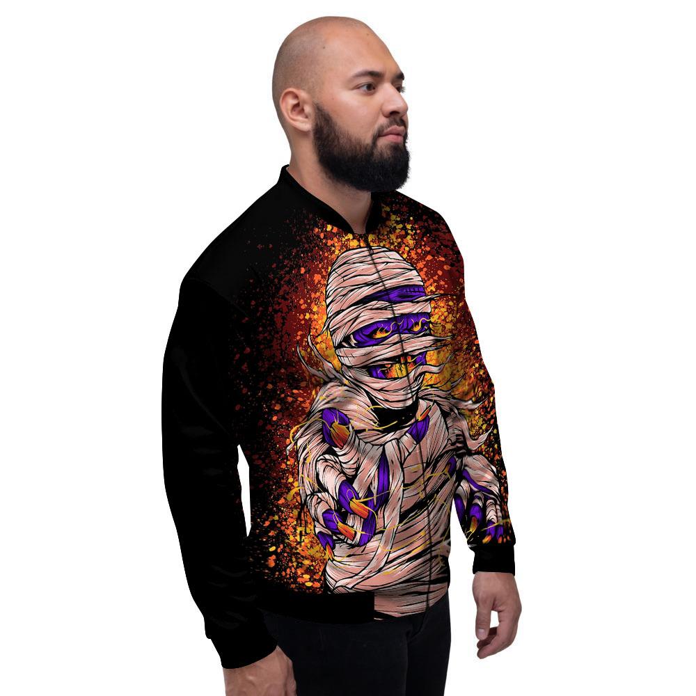 Mummy Halloween Print Men's Bomber Jacket-grizzshop