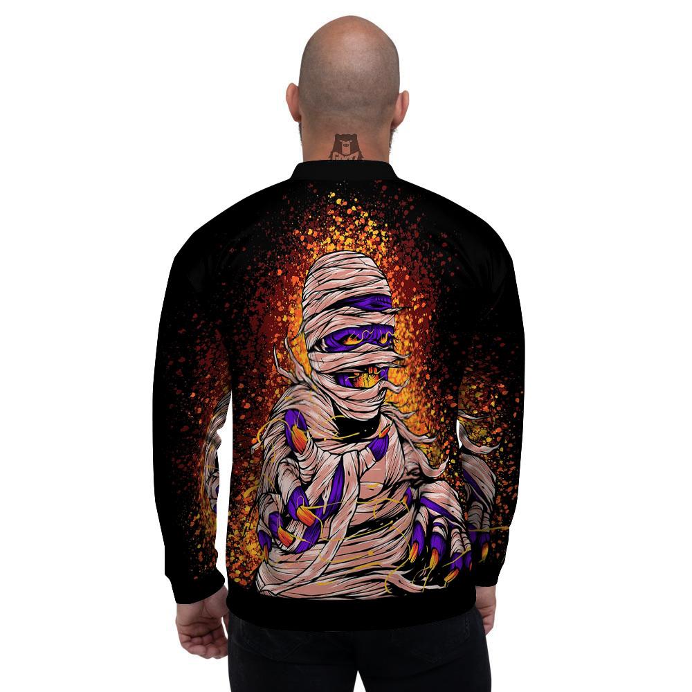 Mummy Halloween Print Men's Bomber Jacket-grizzshop