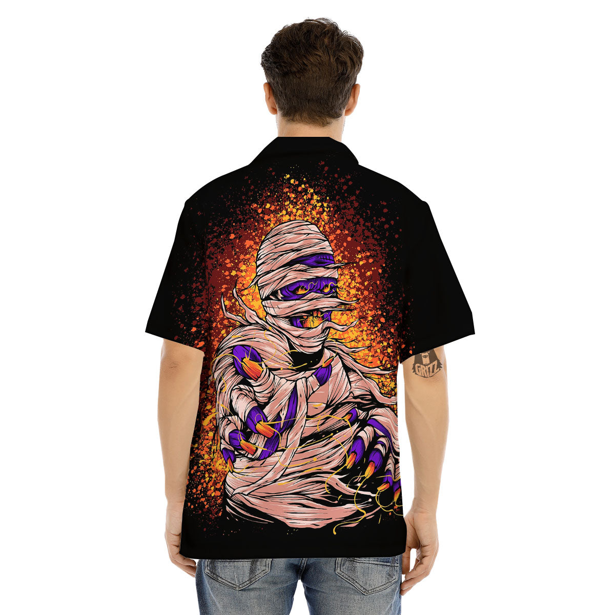 Mummy Halloween Print Men's Hawaiian Shirt-grizzshop