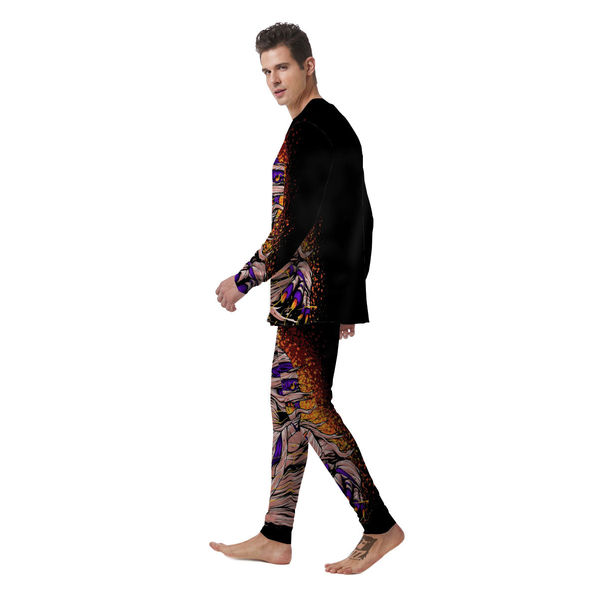 Mummy Halloween Print Men's Pajamas-grizzshop