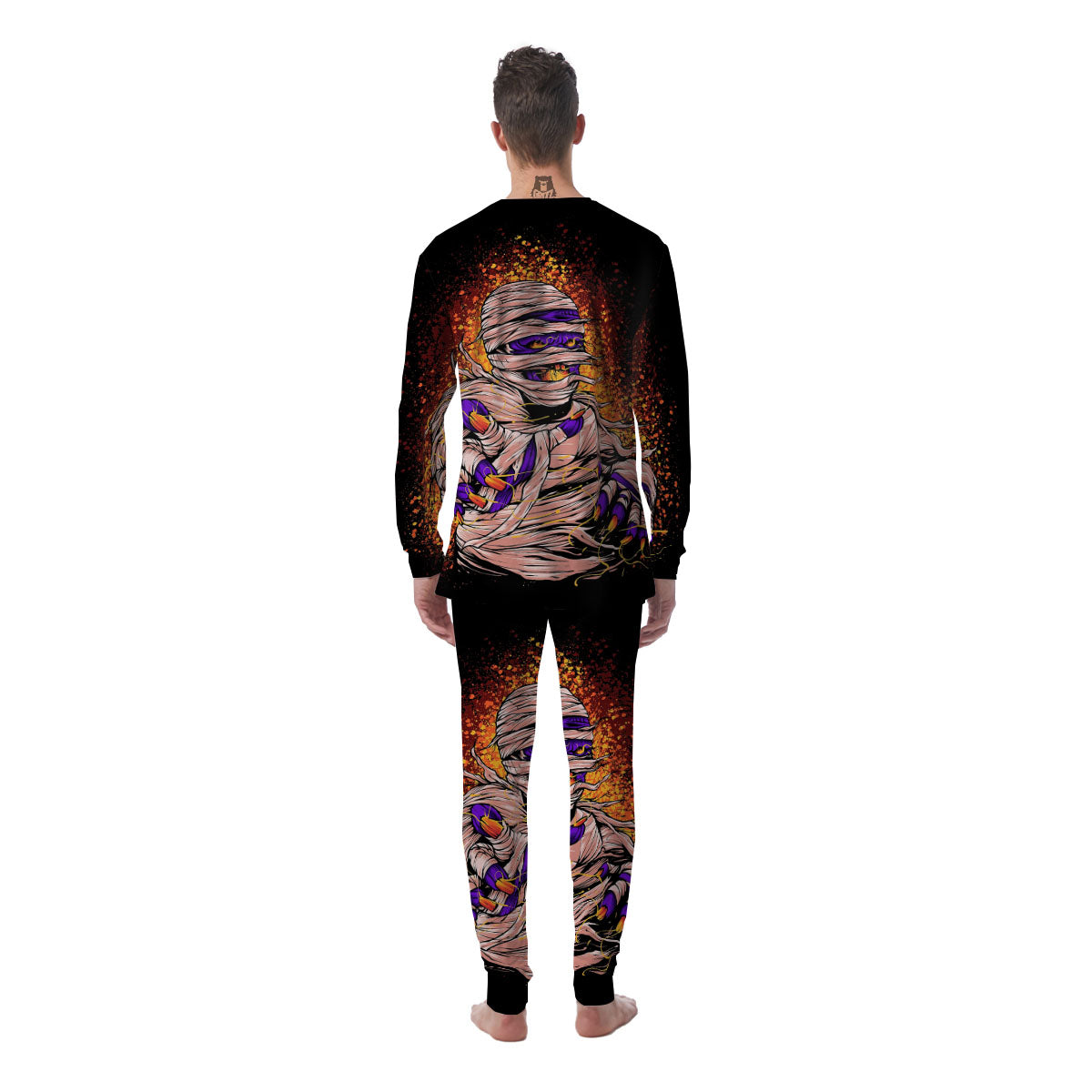 Mummy Halloween Print Men's Pajamas-grizzshop