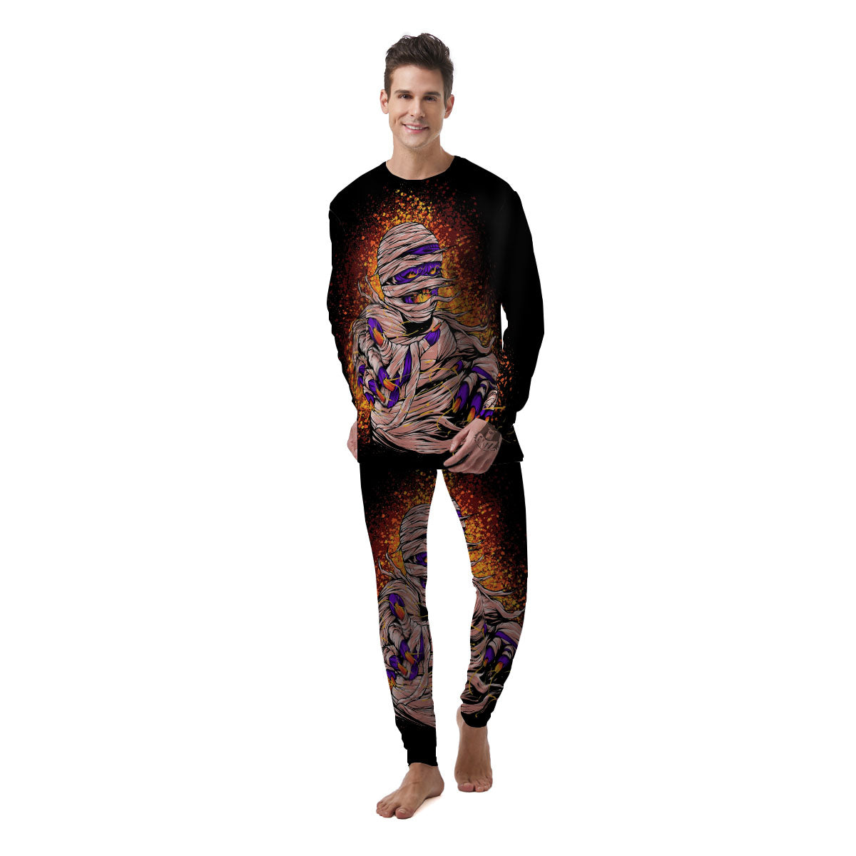 Mummy Halloween Print Men's Pajamas-grizzshop
